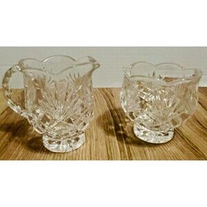Vintage Noritake Hampton Hall crystal creamer sugar bowl 2 piece set footed base